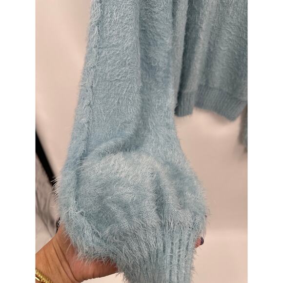 Show me your MuMu Vienna Sweater in Frosty Blue Knit Size Medium Ballon sleeves - Picture 3 of 6